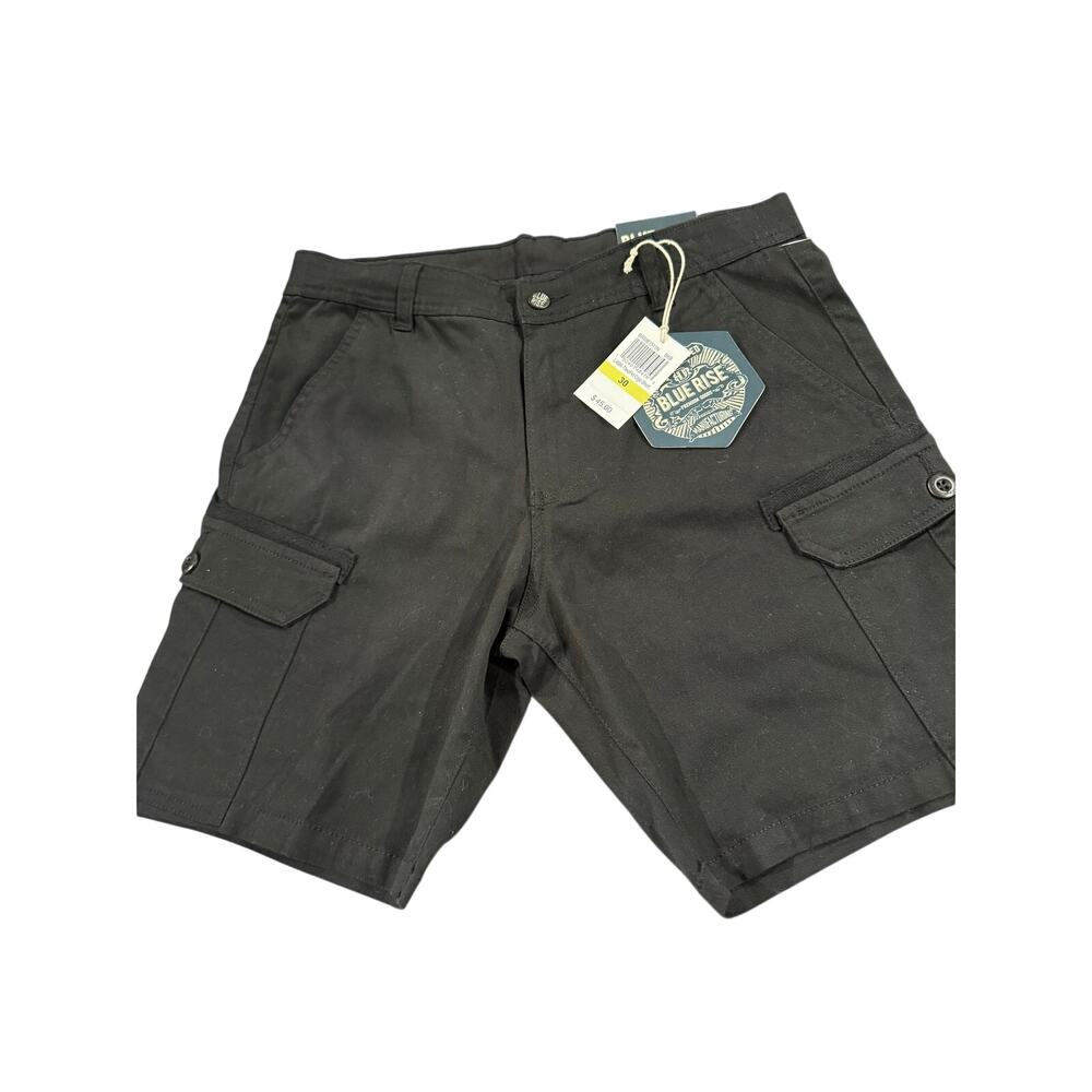 Blue Rise Men’s Black Cargo Shorts Size 30 NWT Stretch Casual Utility